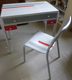 bureau vintage années 50 chaise gris rouge métal patines st cannat